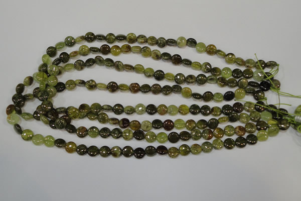 CGA210 15.5 inches 8mm flat round natural green garnet beads