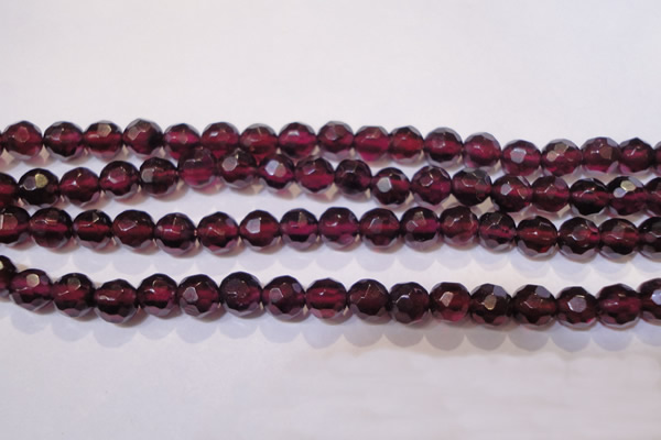 CGA362 14 inches 5mm faceted round natural red garnet beads wholesale