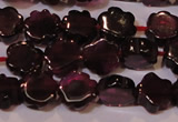 CGA386 15 inches 6mm carved flower natural red garnet beads wholesale