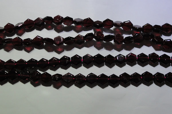 CGA411 15.5 inches 8*9mm hexagon natural red garnet beads wholesale