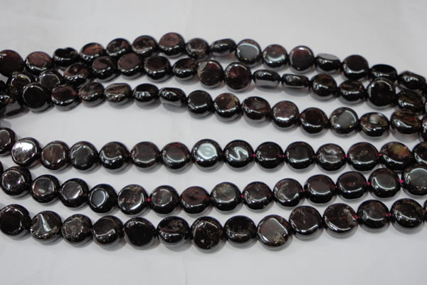 CGA467 15.5 inches 10mm coin natural red garnet beads wholesale