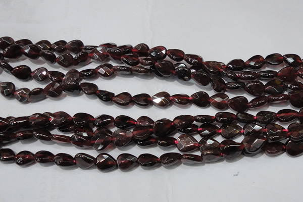 CGA483 15.5 inches 6*8mm faceted flat teardrop natural red garnet beads