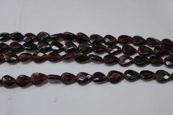 CGA484 15.5 inches 8*10mm faceted flat teardrop natural red garnet beads
