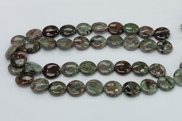 CGA60 15.5 inches 20mm flat round red green garnet gemstone beads