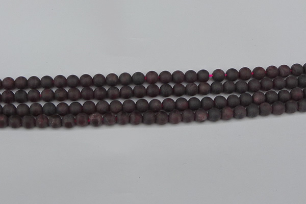 CGA671 15.5 inches 6mm round matte red garnet beads wholesale