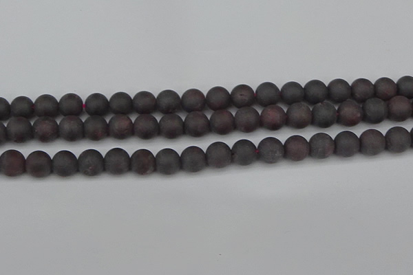 CGA672 15.5 inches 8mm round matte red garnet beads wholesale