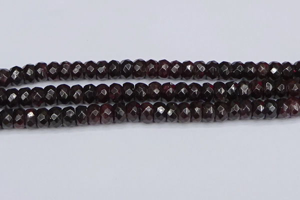 CGA680 15.5 inches 6*11mm faceted rondelle red garnet beads