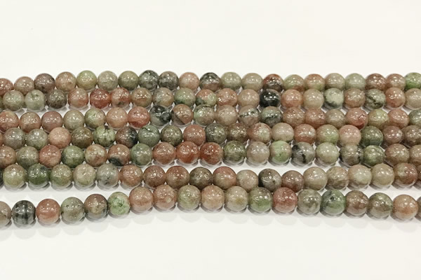 CGA715 15.5 inches 4mm round Chinese red & green garnet beads