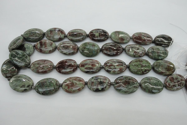 CGA72 15.5 inches 18*25mm oval red green garnet gemstone beads