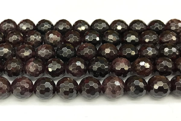 CGA733 15 inches 12mm faceted round red garnet beads wholesale