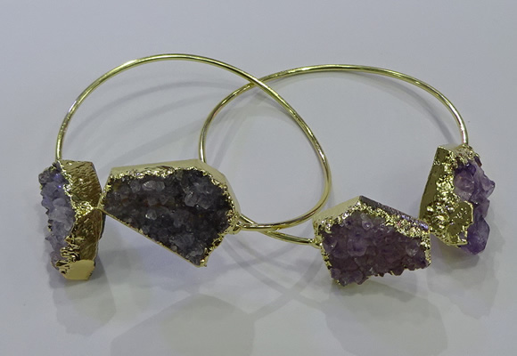 CGB1028 15*20mm - 20*25mm freeform druzy amethyst bangles