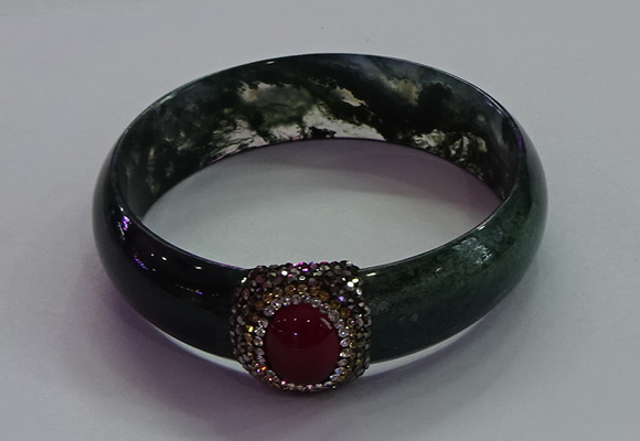 CGB1524 Outer diameter 65mm fashion moss agate & chalcedony bangles