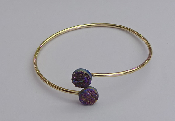 CGB2043 10mm coin plated druzy agate gemstone bangles wholesale