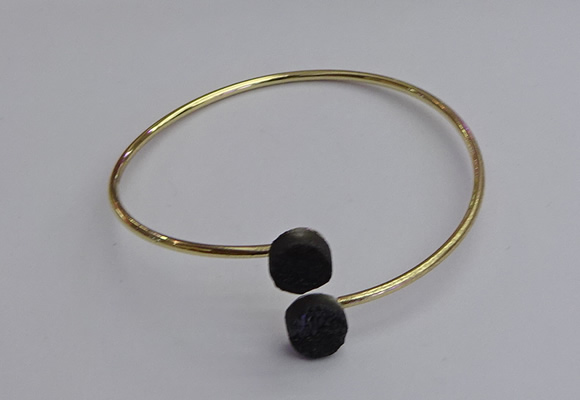 CGB2047 10mm coin plated druzy agate gemstone bangles wholesale