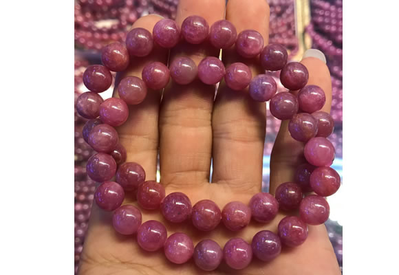 CGB2500 7.5 inches 6mm round ruby gemstone beaded bracelets