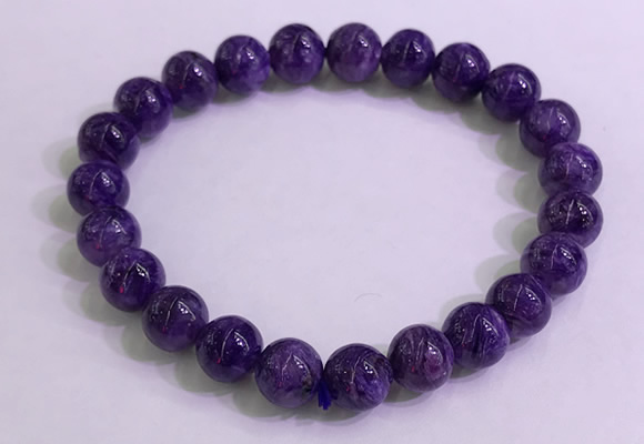 CGB2561 7.5 inches 8mm round charoite gemstone beaded bracelets