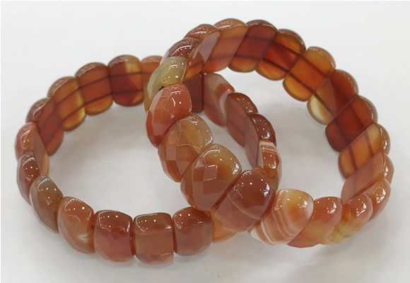 CGB3126 7.5 inches 10*20mm faceted oval agate bracelets