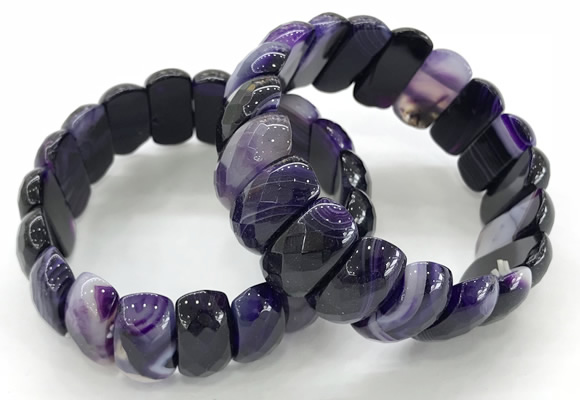 CGB3141 7.5 inches 11*23mm faceted oval agate bracelets