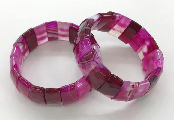 CGB3156 7.5 inches 11*23mm faceted rectangle agate bracelets