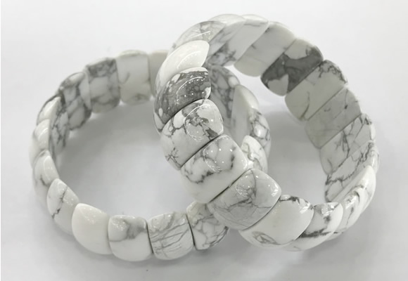 CGB3258 7.5 inches 12*25mm oval white howlite bracelets