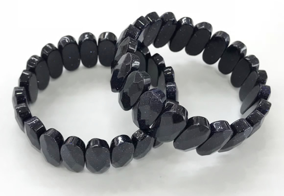 CGB3324 7.5 inches 10*20mm faceted oval blue goldstone bracelets
