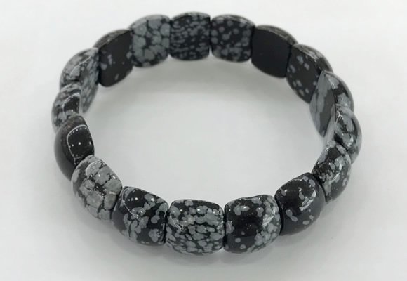 CGB3386 7.5 inches 10*15mm oval snowflake obsidian bracelets