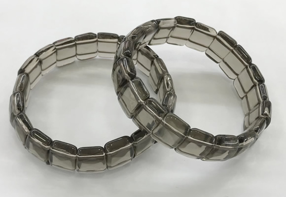 CGB3422 7.5 inches 12*15mm faceted rectangle smoky quartz bracelets