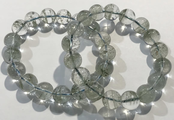 CGB4044 7.5 inches 11mm round green phantom quartz beaded bracelets