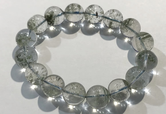 CGB4045 7.5 inches 12mm round green phantom quartz beaded bracelets