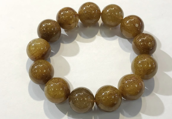 CGB4089 7.5 inches 16mm round golden rutilated quartz beaded bracelets