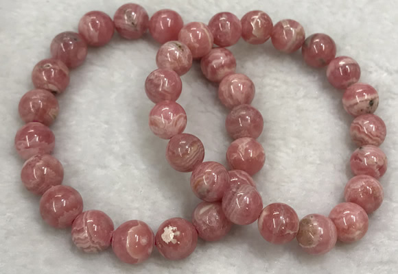 CGB4119 7.5 inches 9.5mm - 10mm round rhodochrosite beaded bracelets