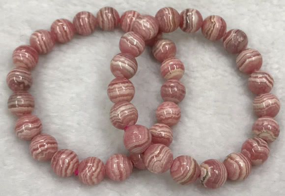 CGB4124 7.5 inches 9.5mm - 10mm round rhodochrosite beaded bracelets