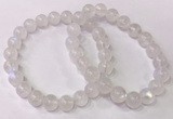 CGB4510 7.5 inches 8mm - 9mm round white moonstone beaded bracelets
