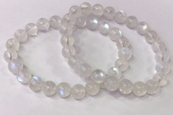 CGB4512 7.5 inches 8mm round white moonstone beaded bracelets