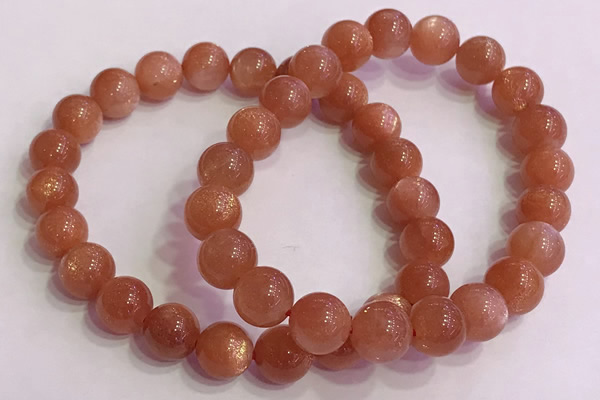 CGB4539 7.5 inches 9mm round golden sunstone beaded bracelets