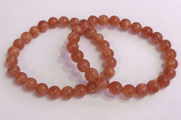 CGB4543 7.5 inches 8mm round golden sunstone beaded bracelets