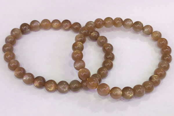 CGB4548 7.5 inches 7mm round sunstone beaded bracelets