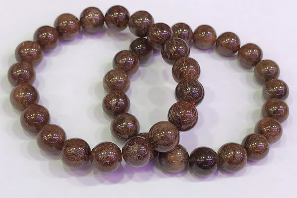 CGB4602 10mm - 11mm round golden rutilated quartz beaded bracelets