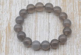 CGB5342 10mm, 12mm round grey agate beads stretchy bracelets