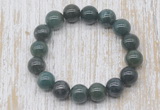 CGB5351 10mm, 12mm round moss agate beads stretchy bracelets