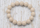 CGB5370 10mm, 12mm round white fossil jasper beads stretchy bracelets