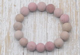 CGB5510 10mm, 12mm round matte pink wooden jasper beads stretchy bracelets