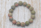 CGB5523 10mm, 12mm round matte unakite beads stretchy bracelets