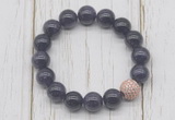 CGB5659 10mm, 12mm grade A amethyst beads with zircon ball charm bracelets