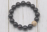 CGB5660 10mm, 12mm garnet beads with zircon ball charm bracelets