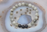 CGB6409 8mm round labradorite & black lava beaded bracelets