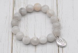 CGB6858 10mm, 12mm white crazy lace agate beaded bracelet with alloy pendant