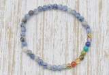 CGB7011 7 chakra 4mm blue spot stone beaded meditation yoga bracelets