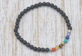 CGB7021 7 chakra 4mm black lava beaded meditation yoga bracelets