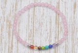 CGB7087 7 chakra 4mm rose quartz beaded meditation yoga bracelets